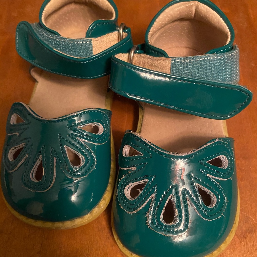 Livie & Luca Teal dress shoes for baby girl.